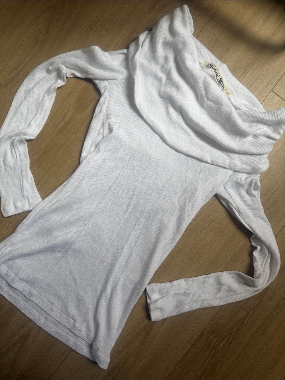 Michael Stars White Off-the-Shoulder Lightweight Sweater